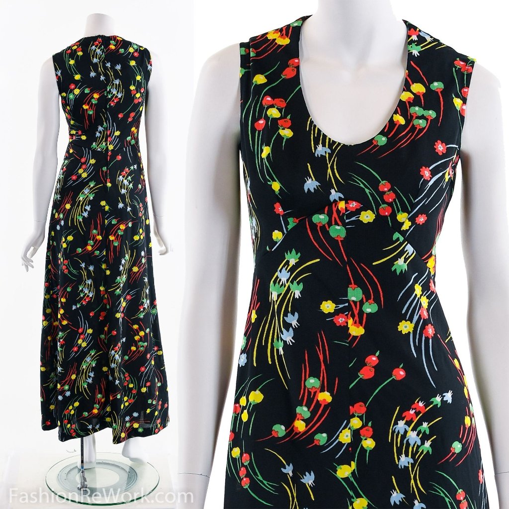 Vintage Floral Dress, Floral Dress, 60's Dress, Vintage Maxidress, Hippie Hippy